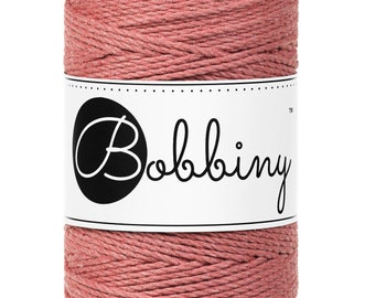 Bobbiny 3fach Peony Baby Makramee Schnur 1,5mm, 100 Meter - 3-fädig geflochtenes Makramee Seil, zertifiziertes recyceltes Makramee Seil