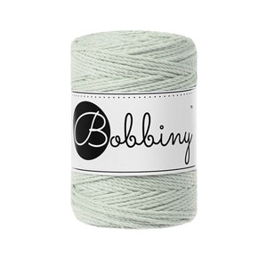 Bobbiny Milky Green corda di macrame 100m 1,5mm 3ply - attorcigliata corda di macrame