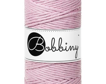 Bobbiny Dusty Rose Macrame Cord: 3mm Single Twist Recycled Cotton