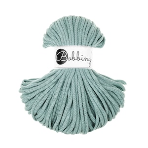 Bobbiny Duck Egg Blue Cotton Cord 5 mm, 54 yards 50 meter Gevlochten katoenen koord, gecertificeerd gerecycled katoenen koord afbeelding 1