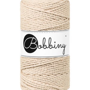 Bobbiny Warm Beige corda di macrame 100m 3mm 3ply - attorcigliata corda di macrame