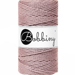Bobbiny Mauve corda di macrame 100m 3mm 3ply - attorcigliata corda di macrame