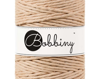 Bobbiny Biscuit Premium Macrame cord 5mm, 108 yards (100 meters) - Single twist macrame cord, certified recycled macrame cord