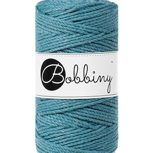 Bobbiny Teal  corda di macrame 100m 3mm 3ply - attorcigliata corda di macrame