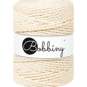 Bobbiny Butter Yellow corda di macrame 100m 3mm 3ply - attorcigliata corda di macrame