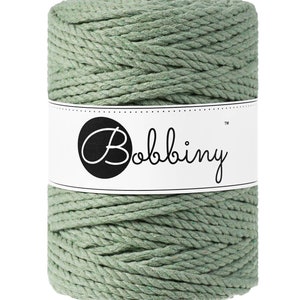 Bobbiny Eucalyptus Green corda di macrame 100m 3mm 3ply - attorcigliata corda di macrame