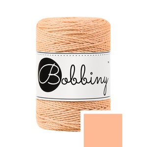 Bobbiny 3ply Peach Fuzz Baby Macrame cord 1.5mm, 108 yards 100 meters 3-strand macrame rope, certified recycled macrame rope image 1