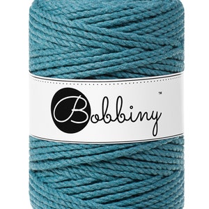 Bobbiny Teal corda di macrame 100m 3mm 3ply - attorcigliata corda di macrame