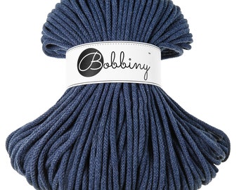 Bobbiny Jeans Cotton Cord 5mm: 100m Recycled Braided Cord