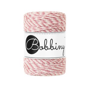 Bobbiny Magic Pink corda di macrame 100m 1,5mm 3ply - attorcigliata corda di macrame