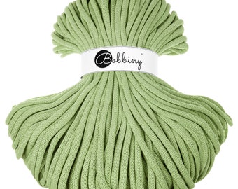 Bobbiny Matcha Cotton Cord 9mm, 108 yards (100 meters) - Braided cotton cord, certified recycled cotton cord