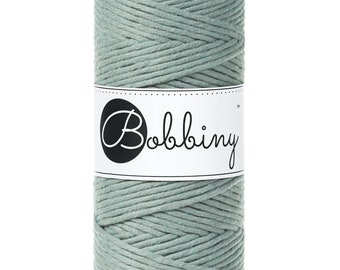 Corde de macramé Bobbiny Peacock Blue 3mm, 100 mètres – la corde certifiée en coton recyclé à simple torsion