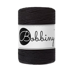 Bobbiny Black corda di macrame 100m 1,5mm 3ply - attorcigliata corda di macrame