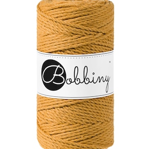 Bobbiny Mustard  corda di macrame 100m 3mm 3ply - attorcigliata corda di macrame