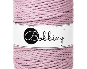 Bobbiny Dusty Rose 3ply Macrame Rope 5mm, 108 yards (100 meters) - 3-strand macrame rope, certified recycled macrame rope