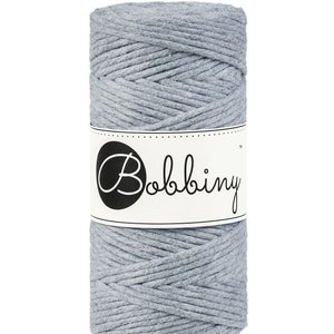 Bobbiny Silver Corda di Macrame 3mm 100m - single attorcigliata corda di cottone