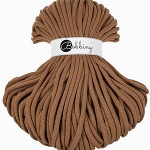 Bobbiny Caramel Corda di Cottone 9mm, 100 meters - Corda di cottone intrecciata, certificato corda di cottone dal riciclo