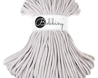 Bobbiny Moonlight Cotton Cord: 5mm Braided Recycled Cotton (108 yards)