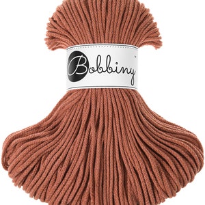 Bobbiny Terracotta Corda di Cottone 3mm, 100 meters - Corda di cottone intrecciata, certificato corda di cottone dal riciclo