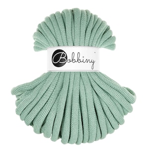 Bobbiny Aloe Cotton Cord 9mm, 32,8 yards (30 meters) - Braided cotton cord, certified recycled cotton cord