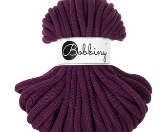 Bobbiny Aubergine gevlochten katoenen koord 9 mm: 32,8 yards