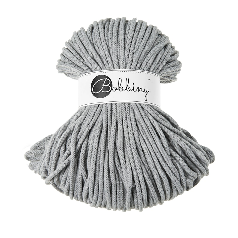 cotton rope Bobbiny 100 meters 5mm Silver Cotton Cord 108 yards chunky yarn macrame cord