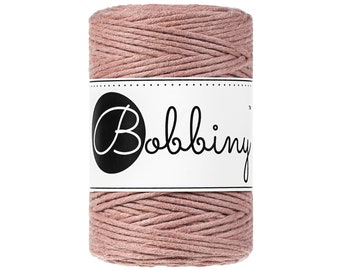 Bobbiny Blush 1.5mm Baby Macrame cord, 108 yards (100 meters) -  Single twist macrame cord, certified recycled macrame cord