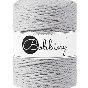 Bobbiny Light Grey corda di macrame 100m 3mm 3ply - attorcigliata corda di macrame