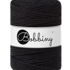 Bobbiny Black corda di macrame 100m 3mm 3ply - attorcigliata corda di macrame