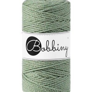 Bobbiny Eucalyptus Green  corda di macrame 100m 3mm 3ply - attorcigliata corda di macrame