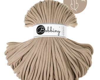 Bobbiny Sand Cotton Cord 8mm, jumbo soft, 108 yards (100 meters) - Braided cotton cord, certified recycled cotton cord