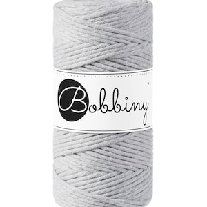 Bobbiny Light Grey Corda di Macrame 3mm 100m - single attorcigliata corda di cottone