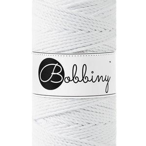 Bobbiny White  corda di macrame 100m 3mm 3ply - attorcigliata corda di macrame