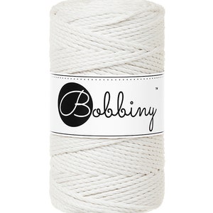 Bobbiny Off White corda di macrame 100m 3mm 3ply - attorcigliata corda di macrame
