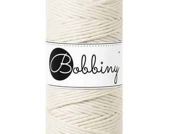 Bobbiny Natural Macrame Cord 3mm, 108 yards (100 meter) - Single twist macrame koord, gecertificeerd gerecycled macrame koord