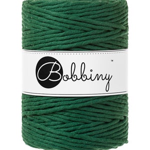 Bobbiny Pine Green Premium Macrame cord 5mm, 108 yards (100 meters) - Single twist macrame cord, certified recycled macrame cord