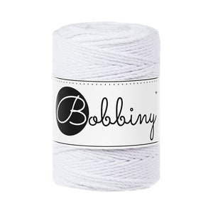 Bobbiny White corda di macrame 100m 1,5mm 3ply - attorcigliata corda di macrame