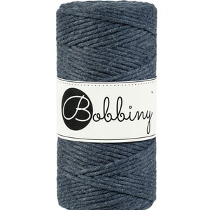 Bobbiny Charcoal Corda di Macrame 3mm 100m - single attorcigliata corda di cottone