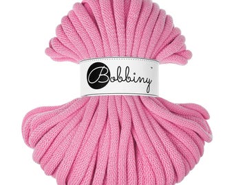 Bobbiny Bubblegum Pink Braided Cotton Cord 9mm: 32.8 yds