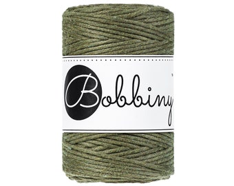 Bobbiny Avocado 1.5mm Baby Macrame cord, 108 yards (100 meters) - Single twist macrame cord, certified recycled macrame cord