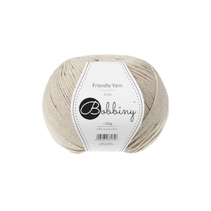 Bobbiny Beige Friendly Yarn 100g - Braided cotton yarn, certified recycled cotton