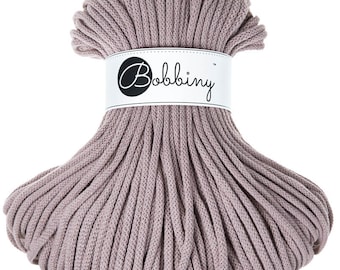 Bobbiny Pearl Cotton Cord 5mm, 108 yards (100 meters) - Braided cotton cord, certified recycled cotton cord