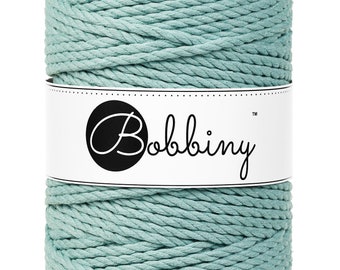 Bobbiny Duck Egg Blue 3ply Macrame Rope 5mm, 108 yardas (100 metros) - cuerda de macrame de 3 hebras, cuerda de macrame reciclada certificada