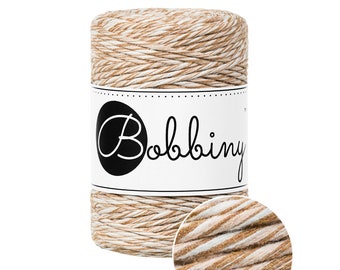 Bobbiny Caramel Shake 1.5mm Baby Macrame cord, 108 yards (100 meters) - Single twist macrame cord, certified recycled macrame cord