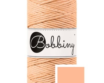 Bobbiny Peach Fuzz Macrame Cord 3mm, 108 yardas (100 metros) - Cordón de macramé de un solo giro, cordón de macramé reciclado certificado