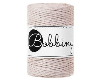 Bobbiny Nude 1.5mm Baby Macrame cord, 108 yards (100 meters) - Single twist macrame cord, certified recycled macrame cord