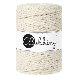 Bobbiny Golden Natural Corda di Macrame5mm,100meters -singolarmente attorcigliata corda di macrame, certificato corda di cottone dal riciclo