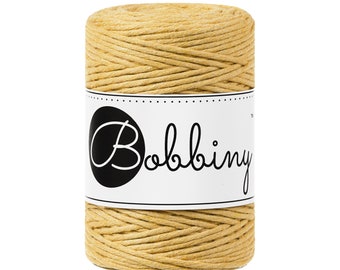 Bobbiny Honey 1.5mm Baby Macrame cord, 108 yards (100 meters) - Single twist macrame cord, certified recycled macrame cord