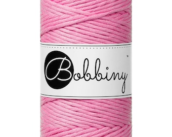 Bobbiny Bubblegum Pink Macrame Cord: 3mm Single Twist Recycled Cotton