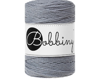 Bobbiny Steel Baby Macrame Cord: 1.5mm Recycled Cotton Rope